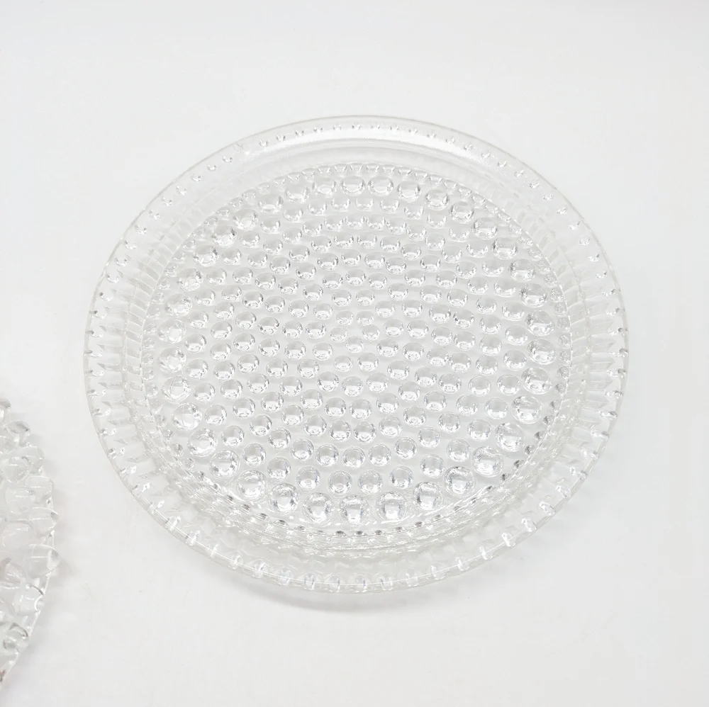 Vintage clear glass hobnail thousand eye style covered dish